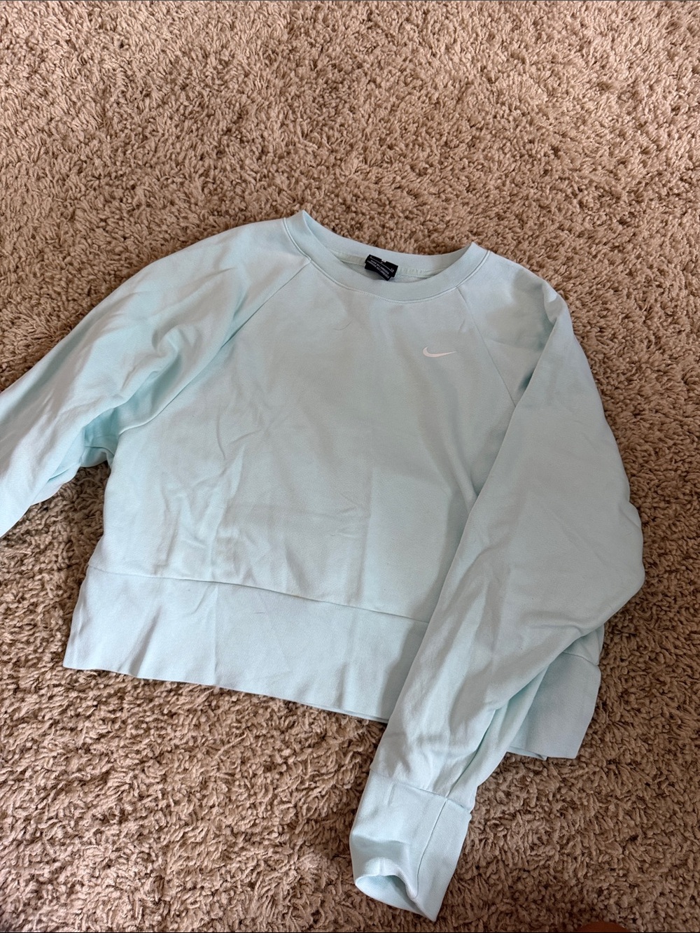 Nike Women's Pastel Blue Cropped Crew Sweatshirt w/ Slits in the back